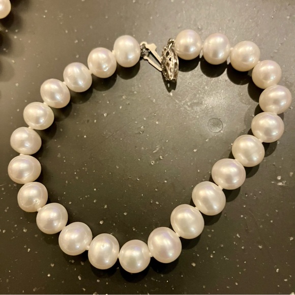 SET- 14K White Gold Cultured Freshwater Pearl Necklace and Bracelet. NWOT. - Picture 5 of 16